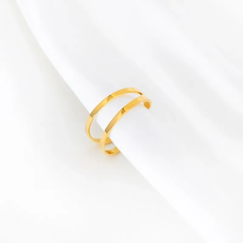 Finaste Dubbele Ring Verstelbaar Goud Kleurig Hot