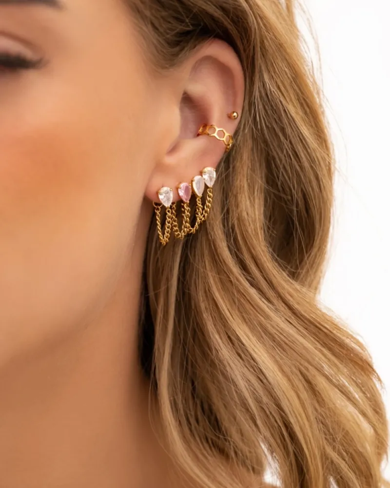 Finaste Ear cuff hexagon goud kleurig Online