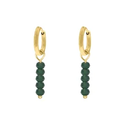 Finaste Earrings dark green beads goldplated Clearance