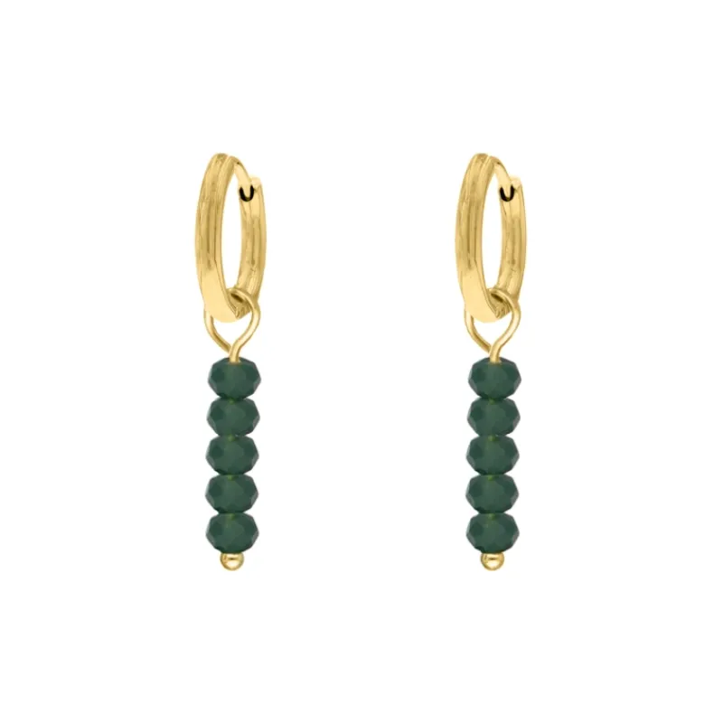 Finaste Earrings dark green beads goldplated Clearance