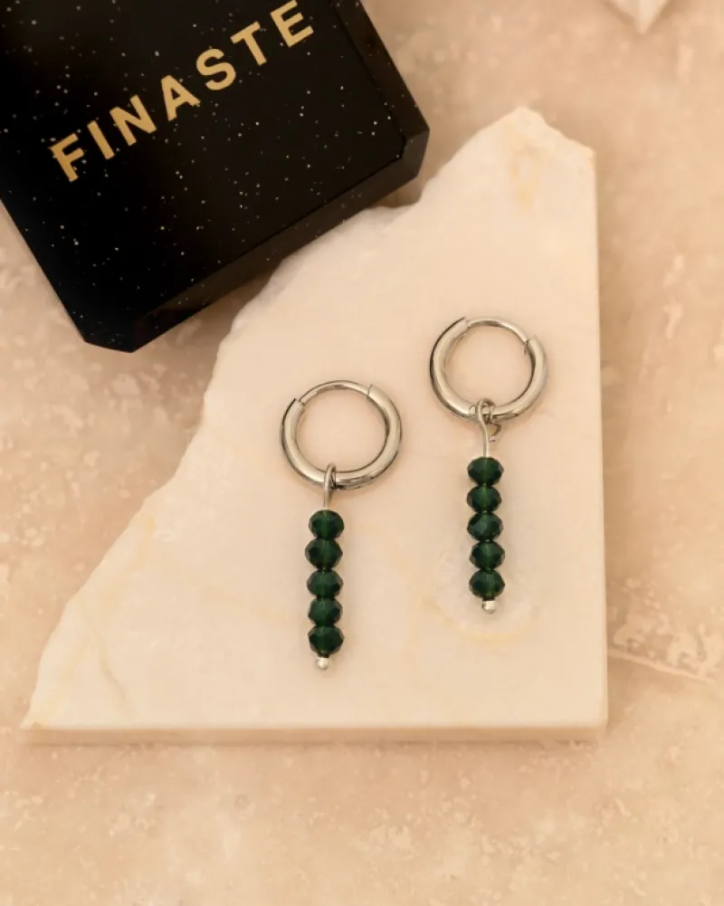 Finaste Earrings dark green beads New
