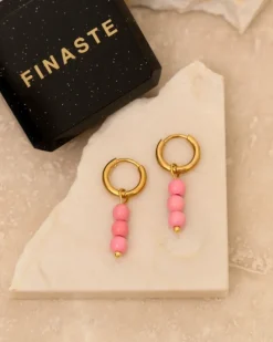 Finaste Earrings hot pink goldplated Discount