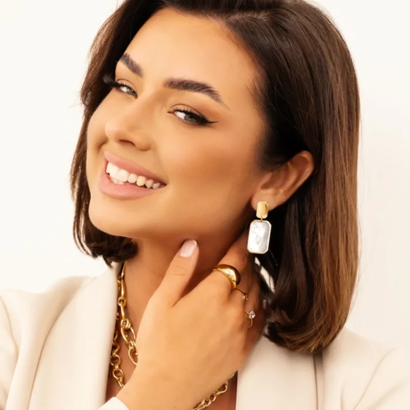 Finaste Earrings luxury rectangle goldplated Online