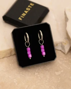 Finaste Earrings neon pink stones Best