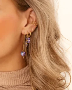 Finaste Earrings purple stones goldplated Sale