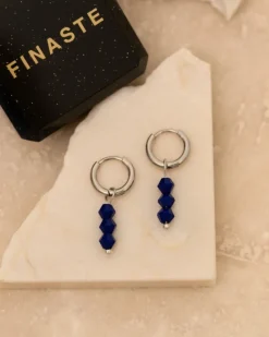 Finaste Earrings triple blue beads Outlet