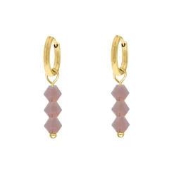 Finaste Earrings triple lila beads goldplated Clearance