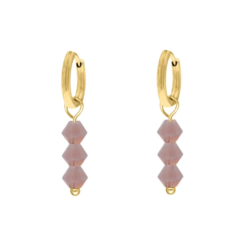 Finaste Earrings triple lila beads goldplated Clearance