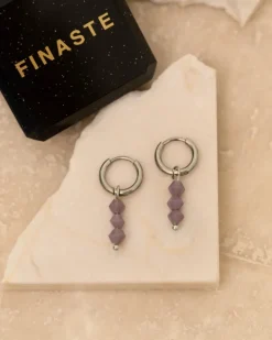 Finaste Earrings triple lila beads Online