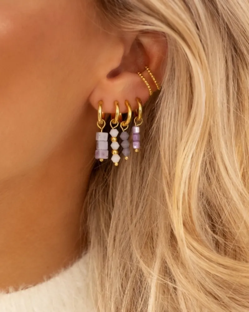Finaste Earrings triple lila beads goldplated Clearance