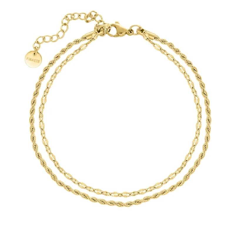 Finaste Enkelbandje double chain goud kleurig Best
