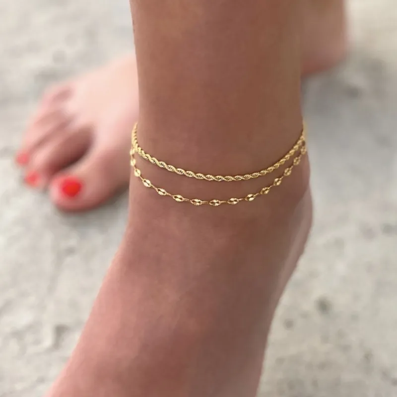 Finaste Enkelbandje double chain goud kleurig Best
