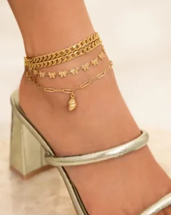 Finaste Enkelbandje dubbel goud kleurig New