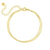 Finaste Enkelbandje dubbele fijne chain goldplated Fashion