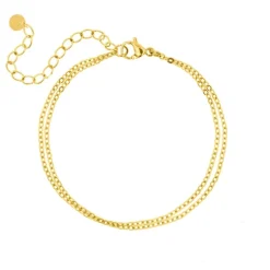 Finaste Enkelbandje dubbele fijne chain goldplated Fashion