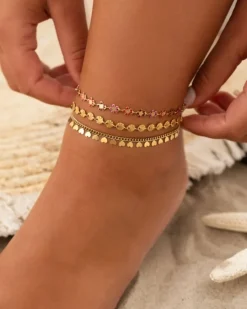 Finaste Enkelbandje flower chain goud kleurig Online