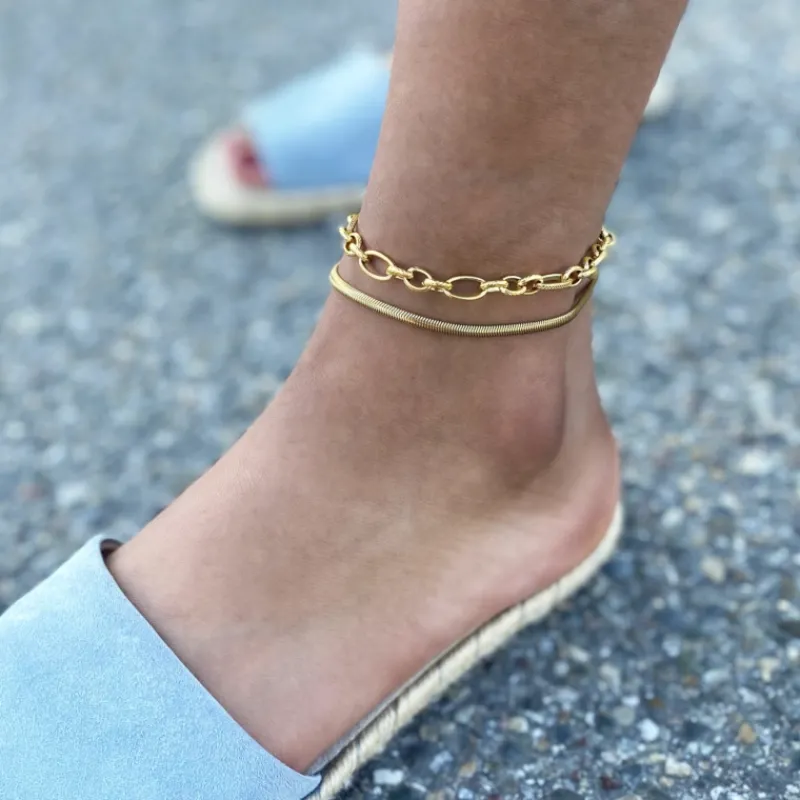 Finaste Enkelbandje snake chain goud kleurig Hot