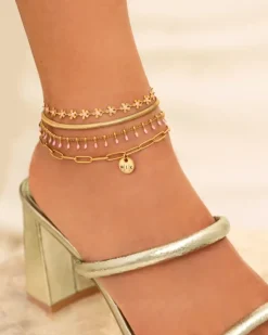 Finaste Enkelbandje Touch Of Pink Goudkleurig Clearance