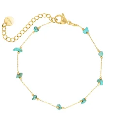 Finaste Enkelbandje turquoise steentjes goudkleurig Online