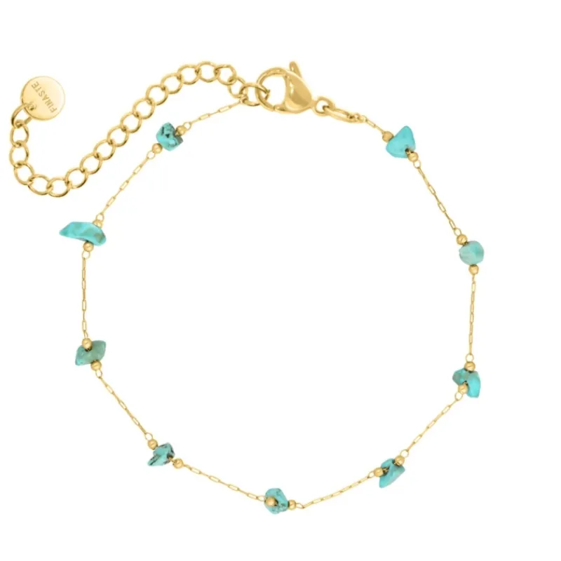 Finaste Enkelbandje turquoise steentjes goudkleurig Online