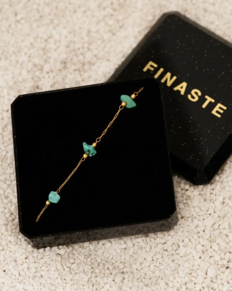 Finaste Enkelbandje turquoise steentjes goudkleurig Online