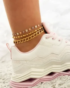 Finaste Flower anklet multicolor goldplated Sale