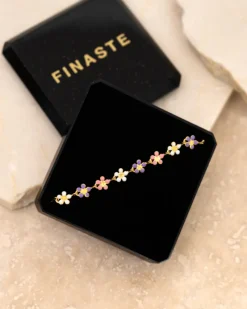Finaste Flower anklet multicolor goldplated Sale