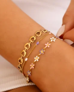 Finaste Flower bracelet multicolor goldplated Hot