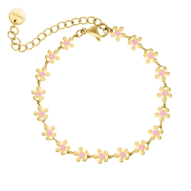 Finaste Flower bracelet pink goudkleurig Hot