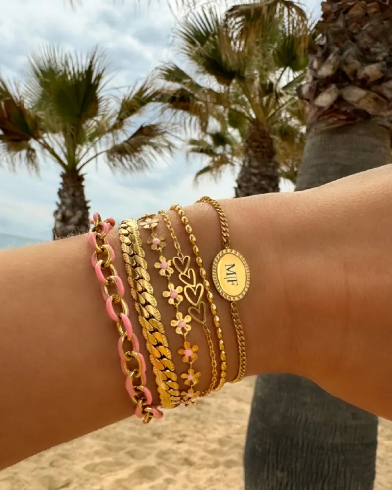 Finaste Flower bracelet pink goudkleurig Hot