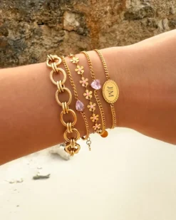 Finaste Flower bracelet pink goudkleurig Hot