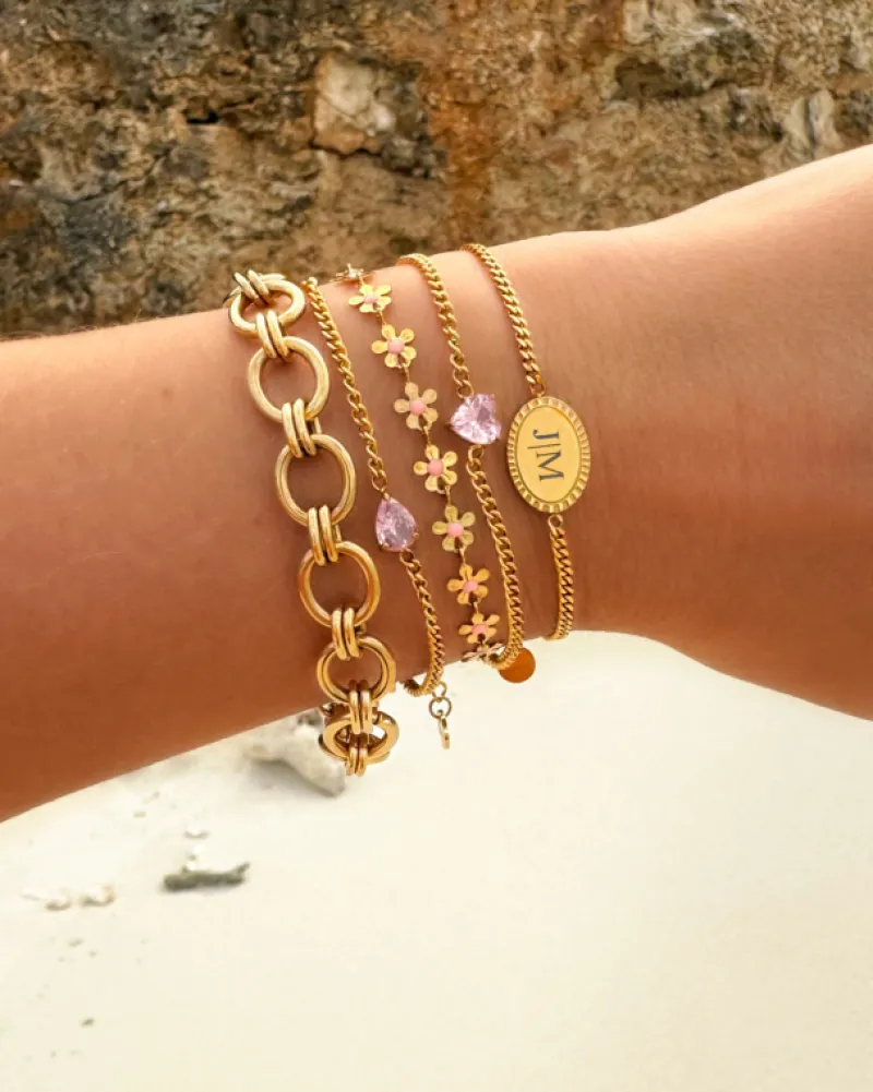 Finaste Flower bracelet pink goudkleurig Hot