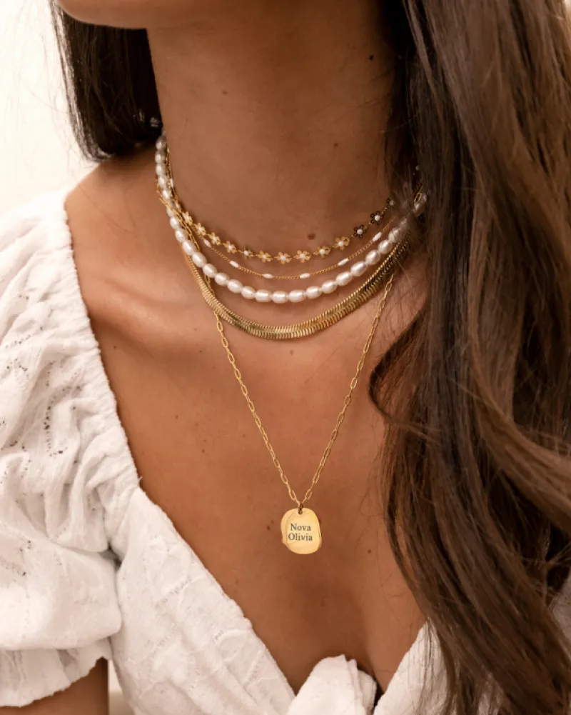Finaste Flower Necklace Goudkleurig Hot