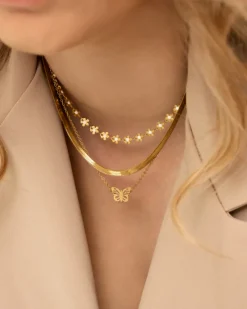 Finaste Flower Necklace Goudkleurig Hot