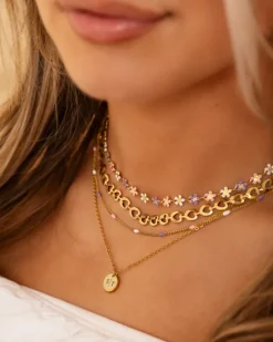 Finaste Flower necklace multicolor goldplated Outlet