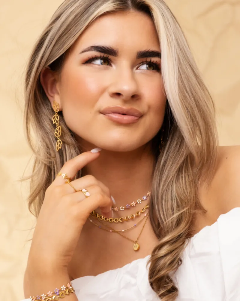 Finaste Flower necklace multicolor goldplated Outlet