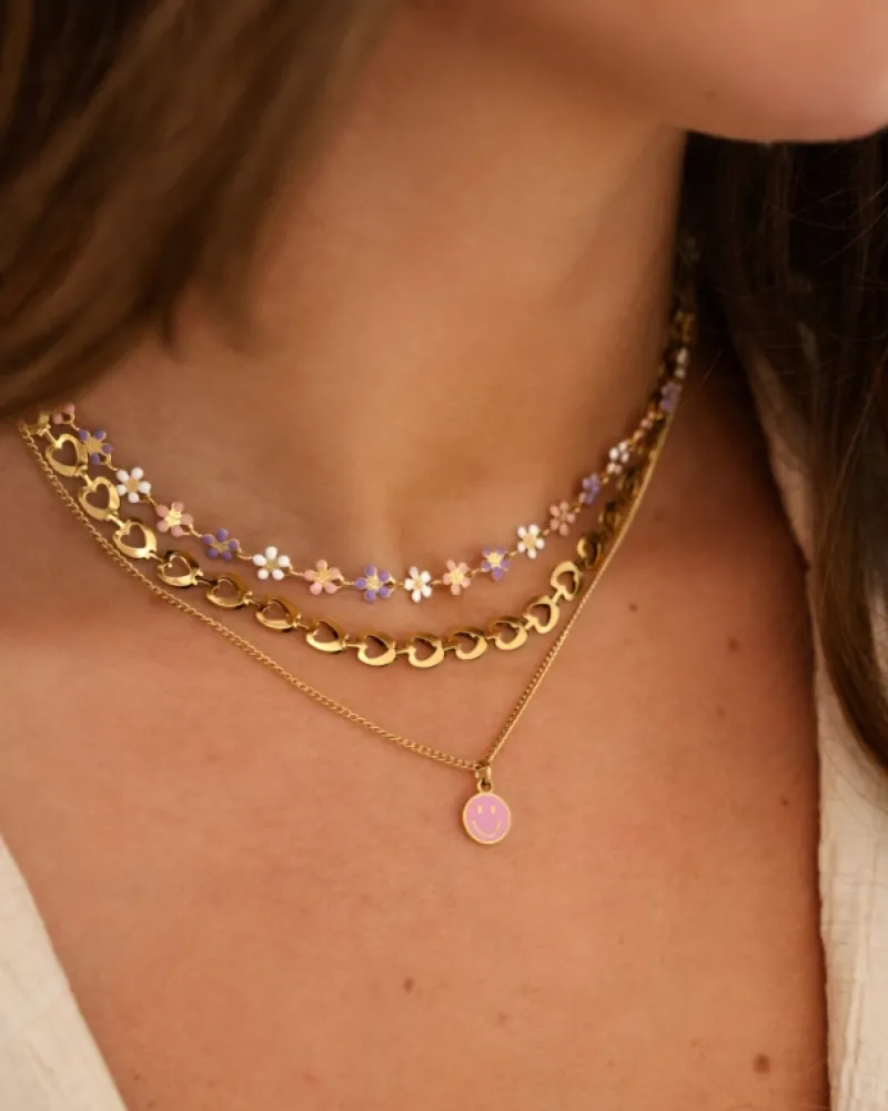 Finaste Flower necklace multicolor goldplated Outlet