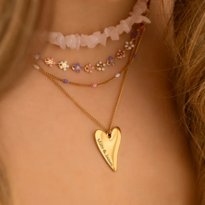 Finaste Flower necklace multicolor goldplated Outlet