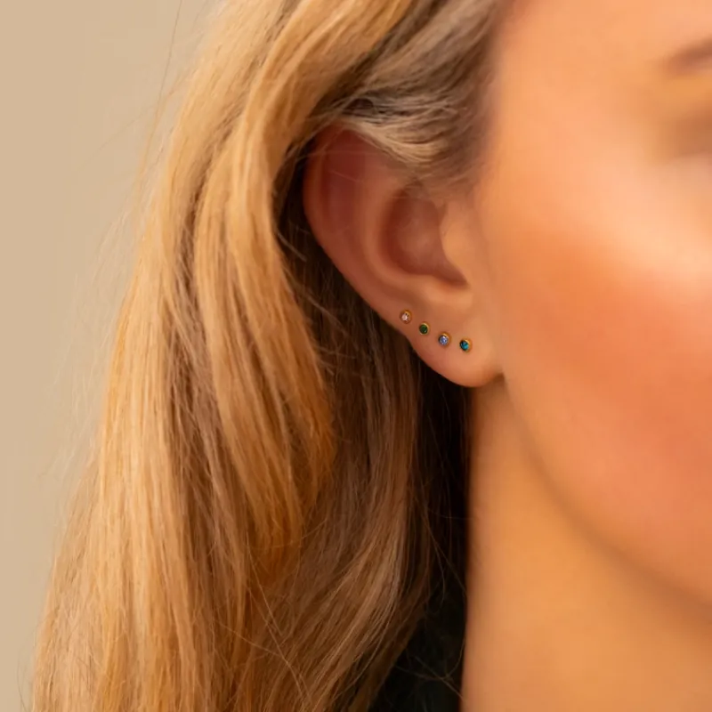 Finaste Geboortesteen oorbellen goudkleurig Fashion