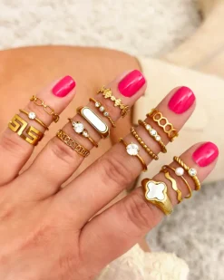 Finaste Geboortesteen ring goudkleurig Hot