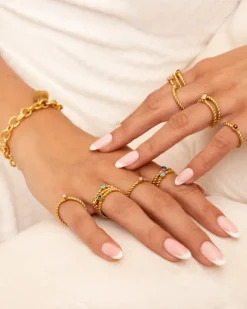 Finaste Geboortesteen ring goudkleurig Hot