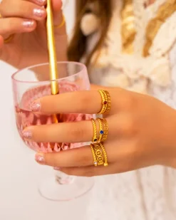 Finaste Geboortesteen ring goudkleurig Hot
