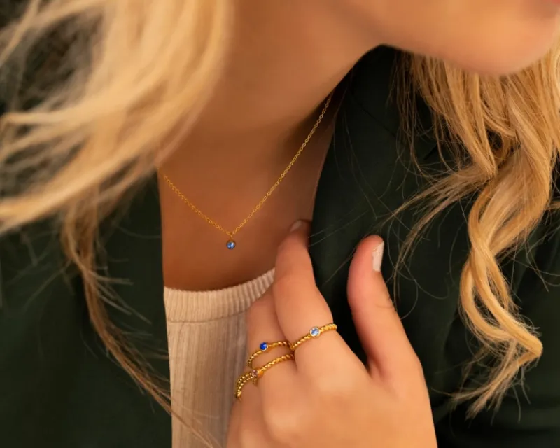 Finaste Geboortesteen ring goudkleurig Hot