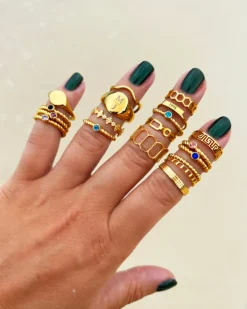 Finaste Geboortesteen ring goudkleurig Hot