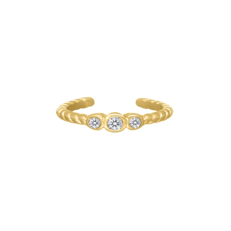 Finaste Gedraaide ring three stones goudkleurig Hot