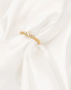 Finaste Gedraaide ring three stones goudkleurig Hot