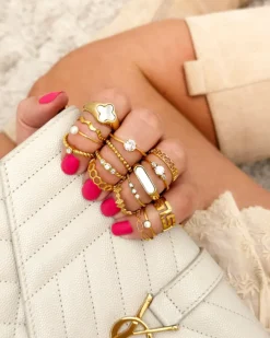 Finaste Gedraaide ring three stones goudkleurig Hot