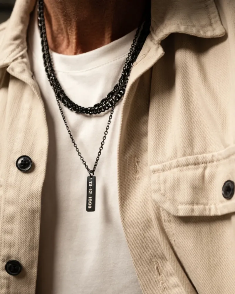 Finaste Gedraaide Schakelketting Heren Zwart Fashion