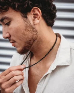 Finaste Gedraaide Schakelketting Heren Zwart Fashion