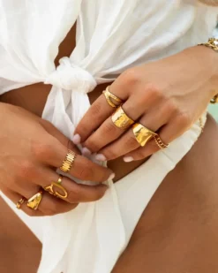 Finaste Gekruiste ring verstelbaar goudkleurig Fashion